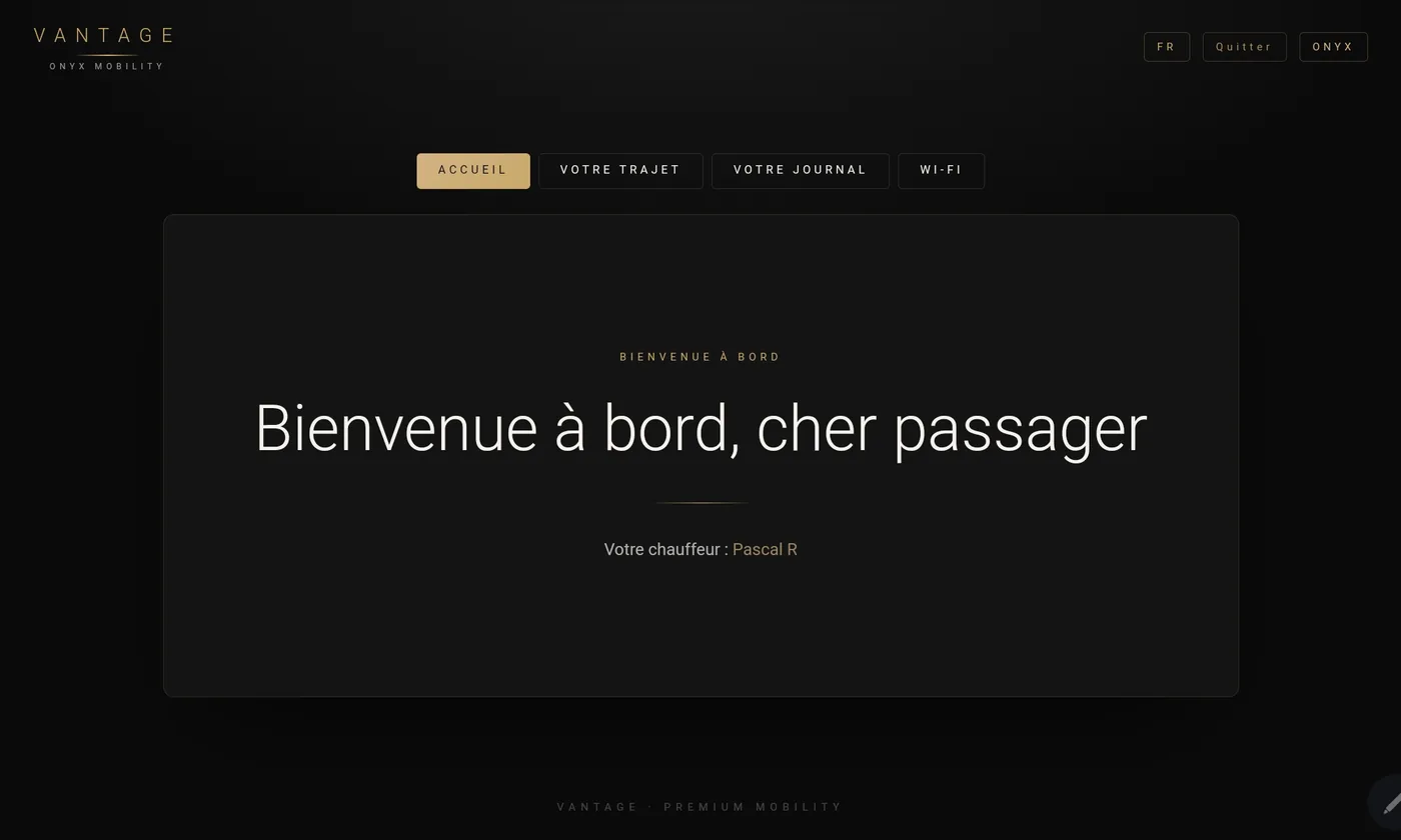 Tableau de bord passager ONYX Cabin